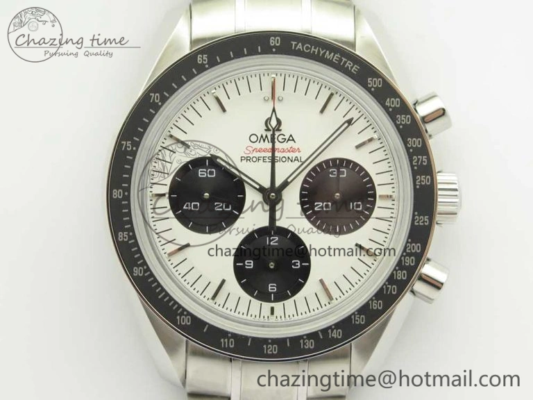 Speedmaster SS Sapphire Crystal Panda White Black Dial on SS Bracelet Manual Winding Chrono Movement
