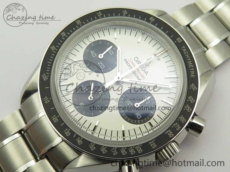 Speedmaster SS Sapphire Crystal Panda White Black Dial on SS Bracelet Manual Winding Chrono Movement