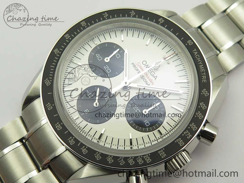 Speedmaster SS Sapphire Crystal Panda White Black Dial on SS Bracelet Manual Winding Chrono Movement