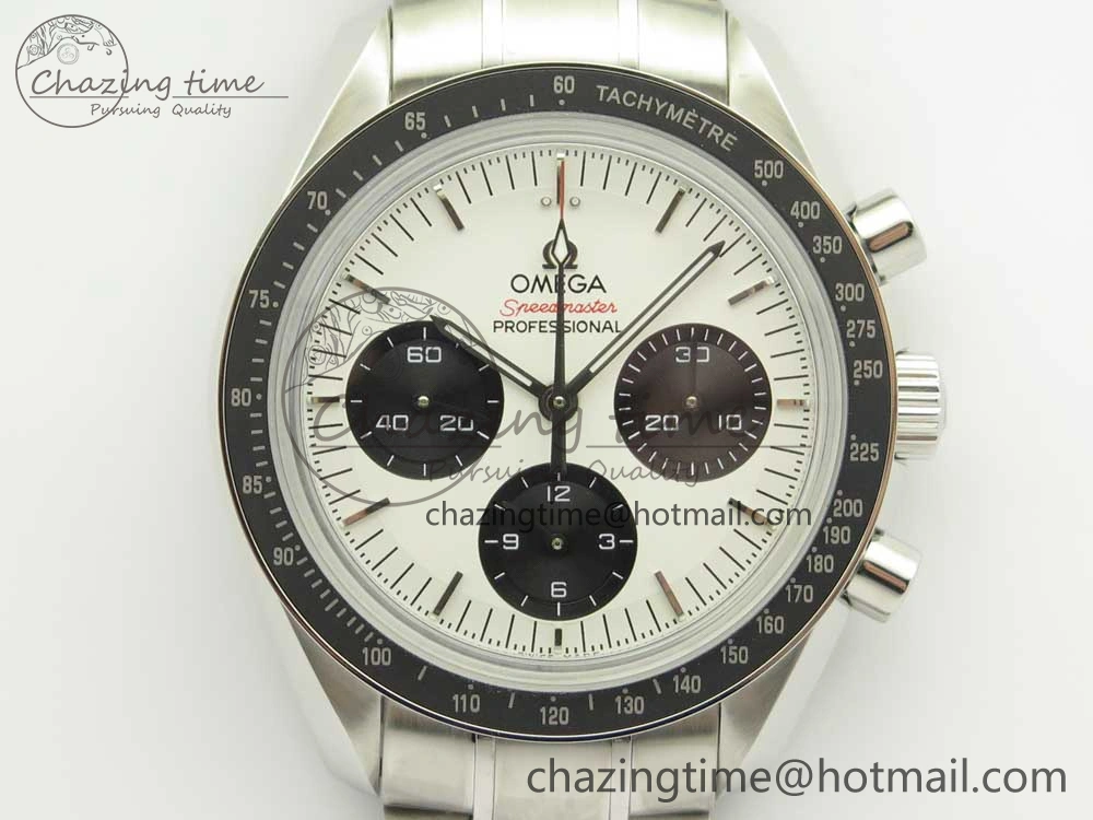 Speedmaster SS Sapphire Crystal Panda White Black Dial on SS Bracelet Manual Winding Chrono Movement