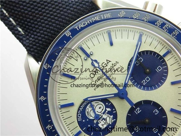 Speedmaster SS Snoopy Apollo OMF Best Edition White Dial on Nylon Strap Venus75