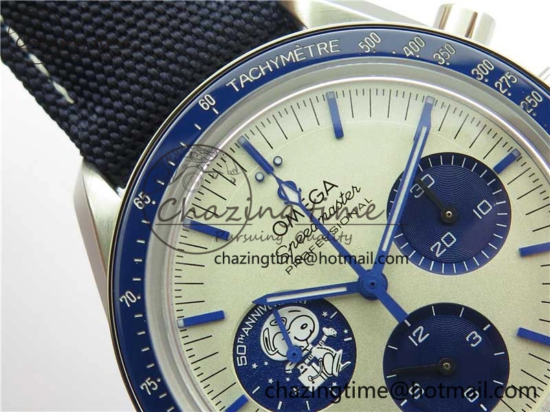 Speedmaster SS Snoopy Apollo OMF Best Edition White Dial on Nylon Strap Venus75