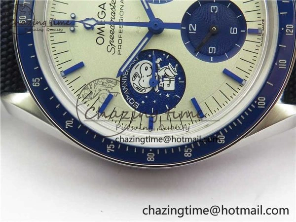 Speedmaster SS Snoopy Apollo OMF Best Edition White Dial on Nylon Strap Venus75