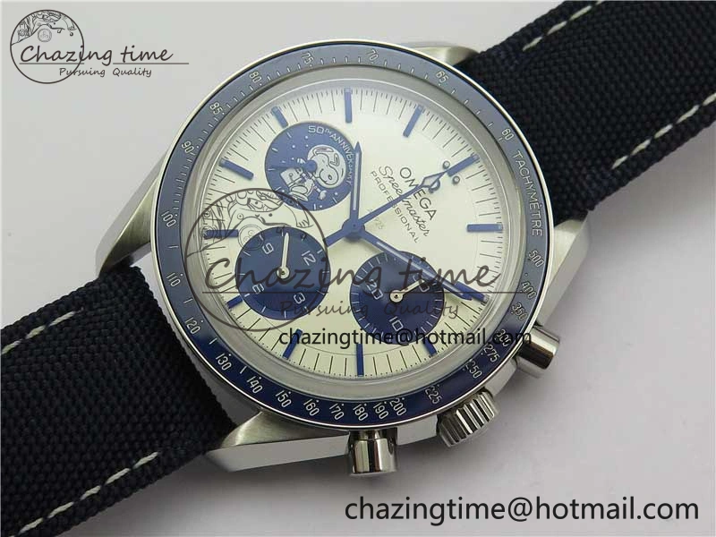 Speedmaster SS Snoopy Apollo OMF Best Edition White Dial on Nylon Strap Venus75