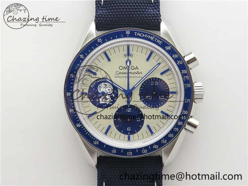 Speedmaster SS Snoopy Apollo OMF Best Edition White Dial on Nylon Strap Venus75