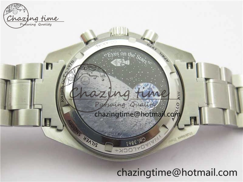 Speedmaster SS Snoopy Apollo OMF Best Edition White Dial on SS Bracelet Venus75
