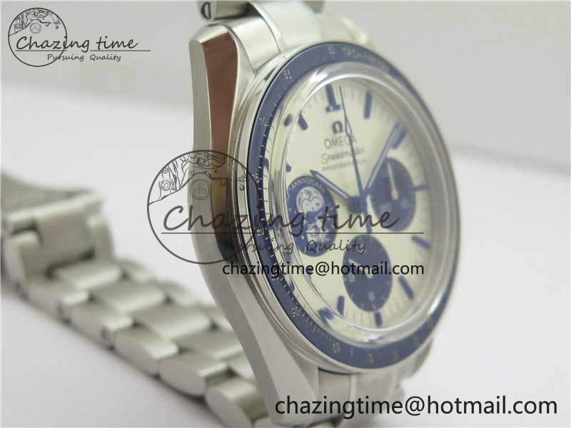 Speedmaster SS Snoopy Apollo OMF Best Edition White Dial on SS Bracelet Venus75