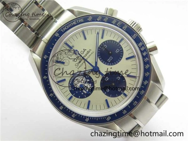 Speedmaster SS Snoopy Apollo OMF Best Edition White Dial on SS Bracelet Venus75