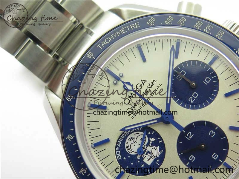 Speedmaster SS Snoopy Apollo OMF Best Edition White Dial on SS Bracelet Venus75