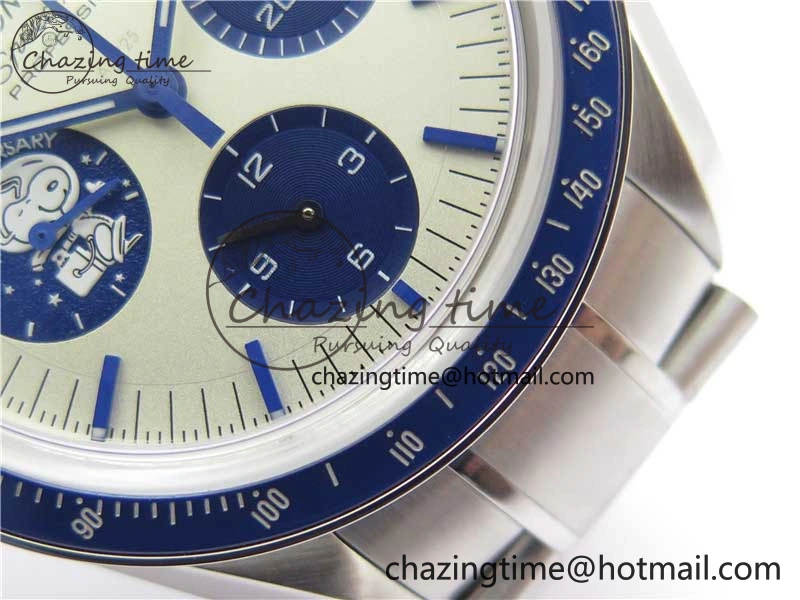 Speedmaster SS Snoopy Apollo OMF Best Edition White Dial on SS Bracelet Venus75