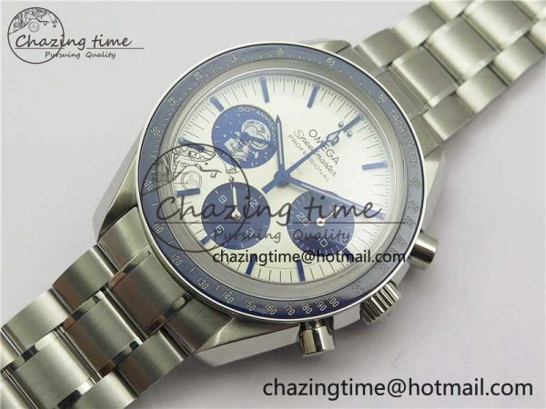 Speedmaster SS Snoopy Apollo OMF Best Edition White Dial on SS Bracelet Venus75