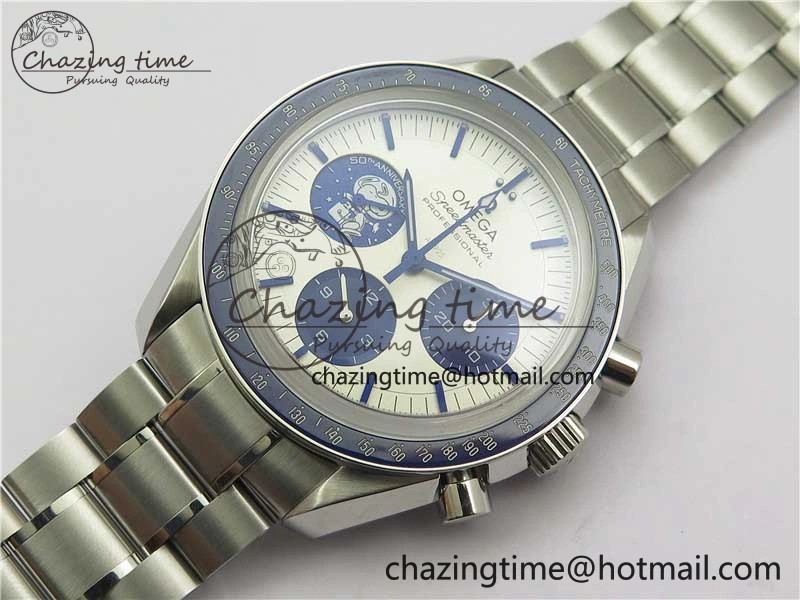 Speedmaster SS Snoopy Apollo OMF Best Edition White Dial on SS Bracelet Venus75