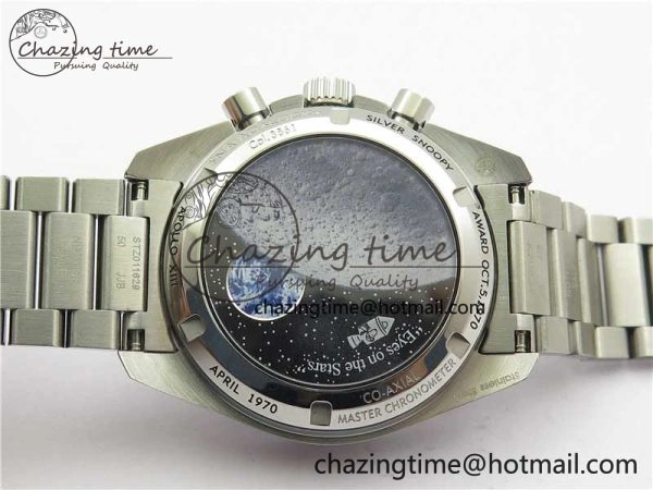 Speedmaster SS Snoopy Apollo OMF Best Edition White Dial on SS Flat link Bracelet Venus75