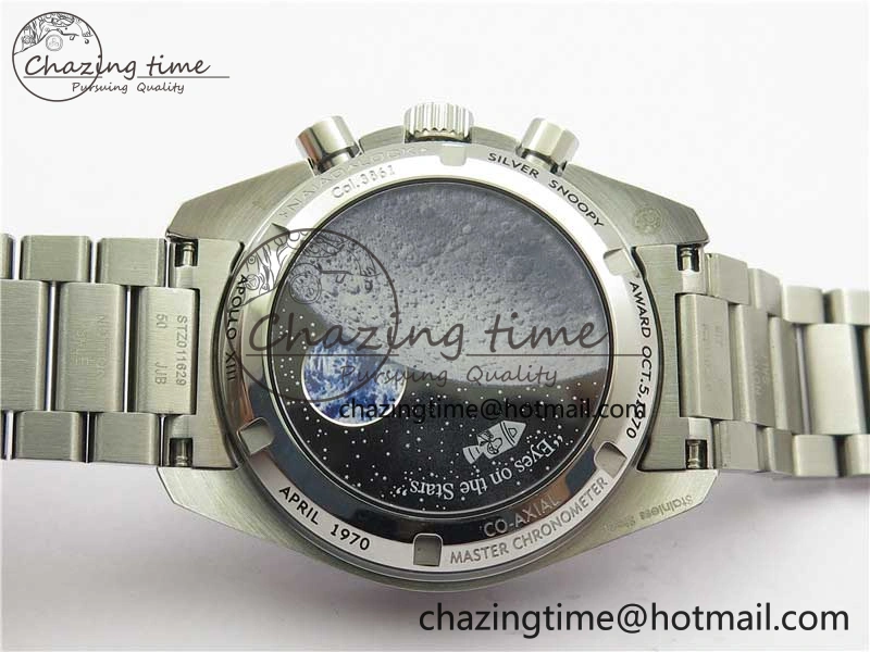 Speedmaster SS Snoopy Apollo OMF Best Edition White Dial on SS Flat link Bracelet Venus75