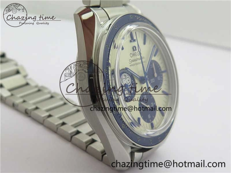 Speedmaster SS Snoopy Apollo OMF Best Edition White Dial on SS Flat link Bracelet Venus75