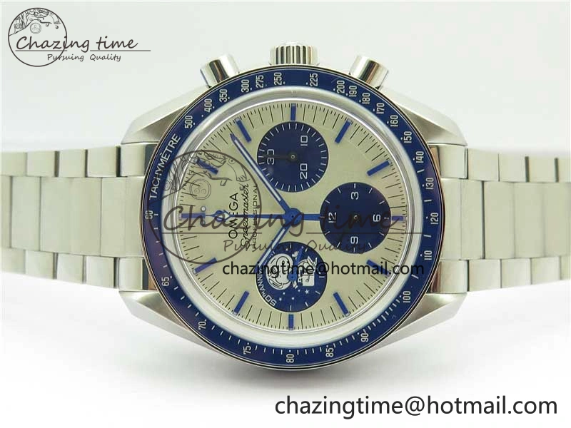 Speedmaster SS Snoopy Apollo OMF Best Edition White Dial on SS Flat link Bracelet Venus75