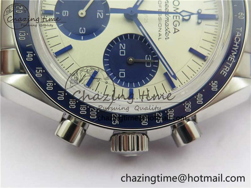 Speedmaster SS Snoopy Apollo OMF Best Edition White Dial on SS Flat link Bracelet Venus75