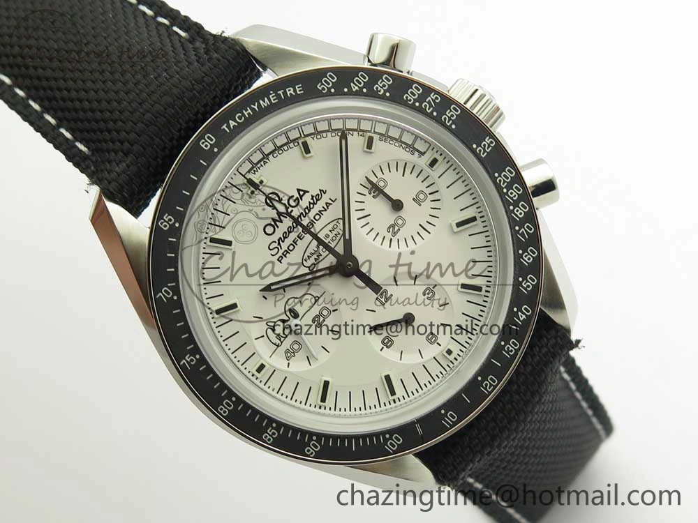 Speedmaster SS Snoopy OMF Best Edition White Dial on Nylon Strap Manual Winding Chrono Movement
