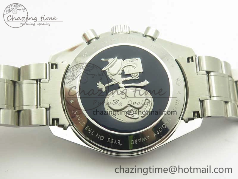 Speedmaster SS Snoopy OMF Best Edition White Dial on SS Bracelet Manual Winding Chrono Movement