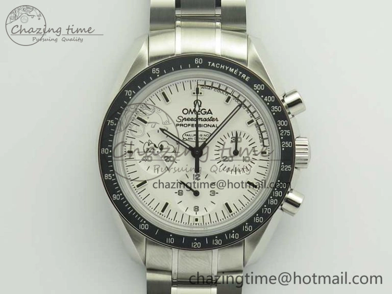 Speedmaster SS Snoopy OMF Best Edition White Dial on SS Bracelet Manual Winding Chrono Movement