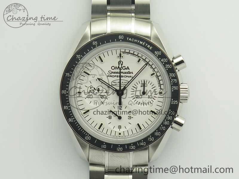 Speedmaster SS Snoopy OMF Best Edition White Dial on SS Bracelet Manual Winding Chrono Movement