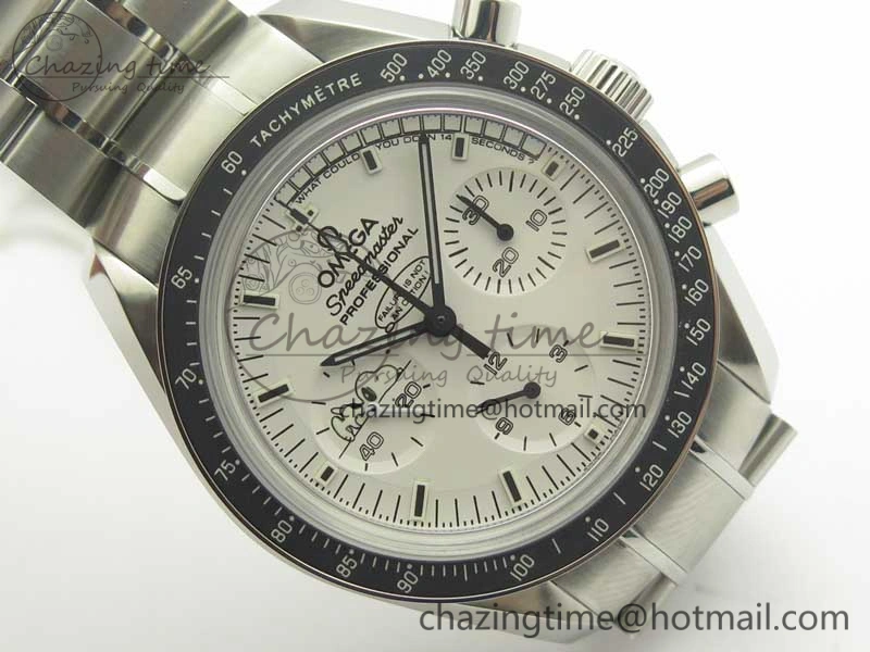Speedmaster SS Snoopy OMF Best Edition White Dial on SS Bracelet Manual Winding Chrono Movement