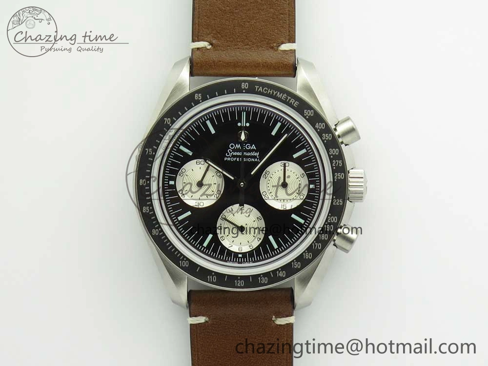 Speedmaster SS “Speedy Tuesday” OMF Best Edition Black Dial on Brown Leather Strap Manual Winding Chrono Movement