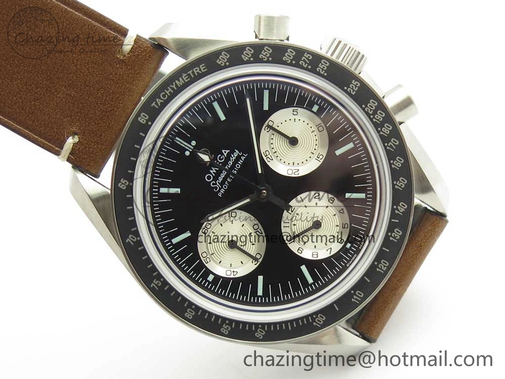 Speedmaster SS “Speedy Tuesday” OMF Best Edition Black Dial on Brown Leather Strap Manual Winding Chrono Movement