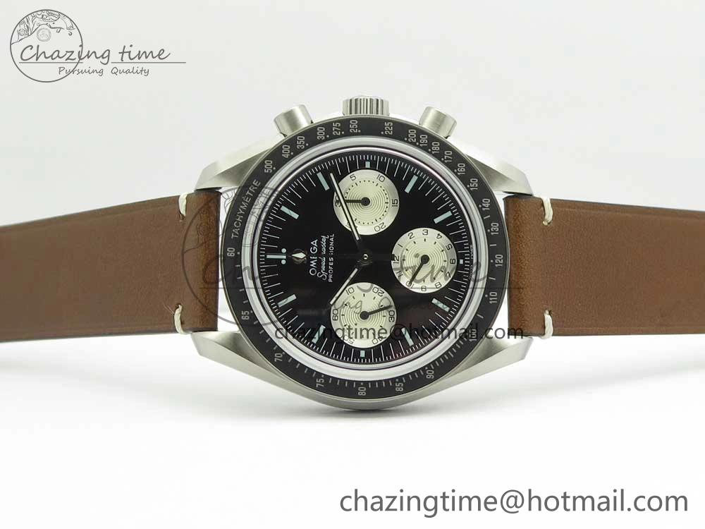 Speedmaster SS “Speedy Tuesday” OMF Best Edition Black Dial on Brown Leather Strap Manual Winding Chrono Movement