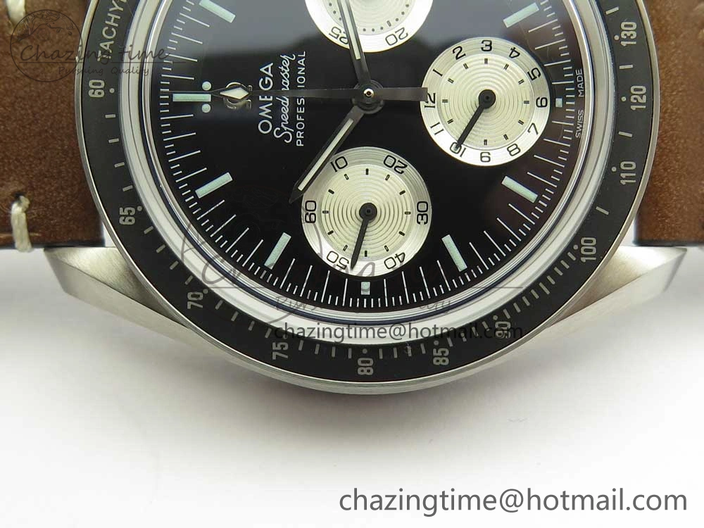 Speedmaster SS “Speedy Tuesday” OMF Best Edition Black Dial on Brown Leather Strap Manual Winding Chrono Movement