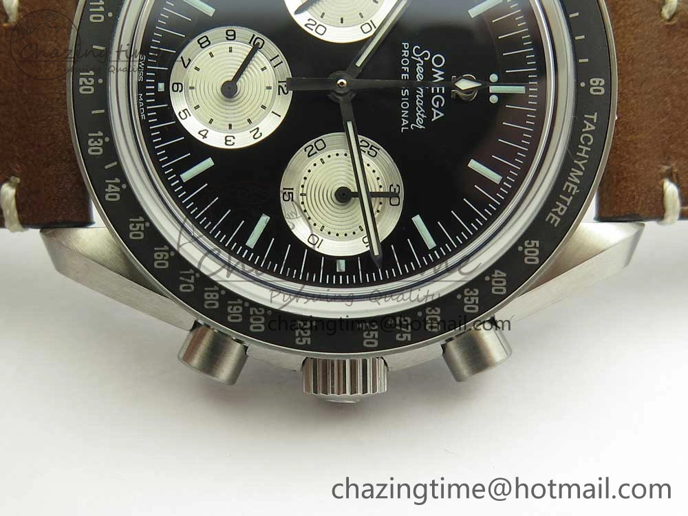 Speedmaster SS “Speedy Tuesday” OMF Best Edition Black Dial on Brown Leather Strap Manual Winding Chrono Movement