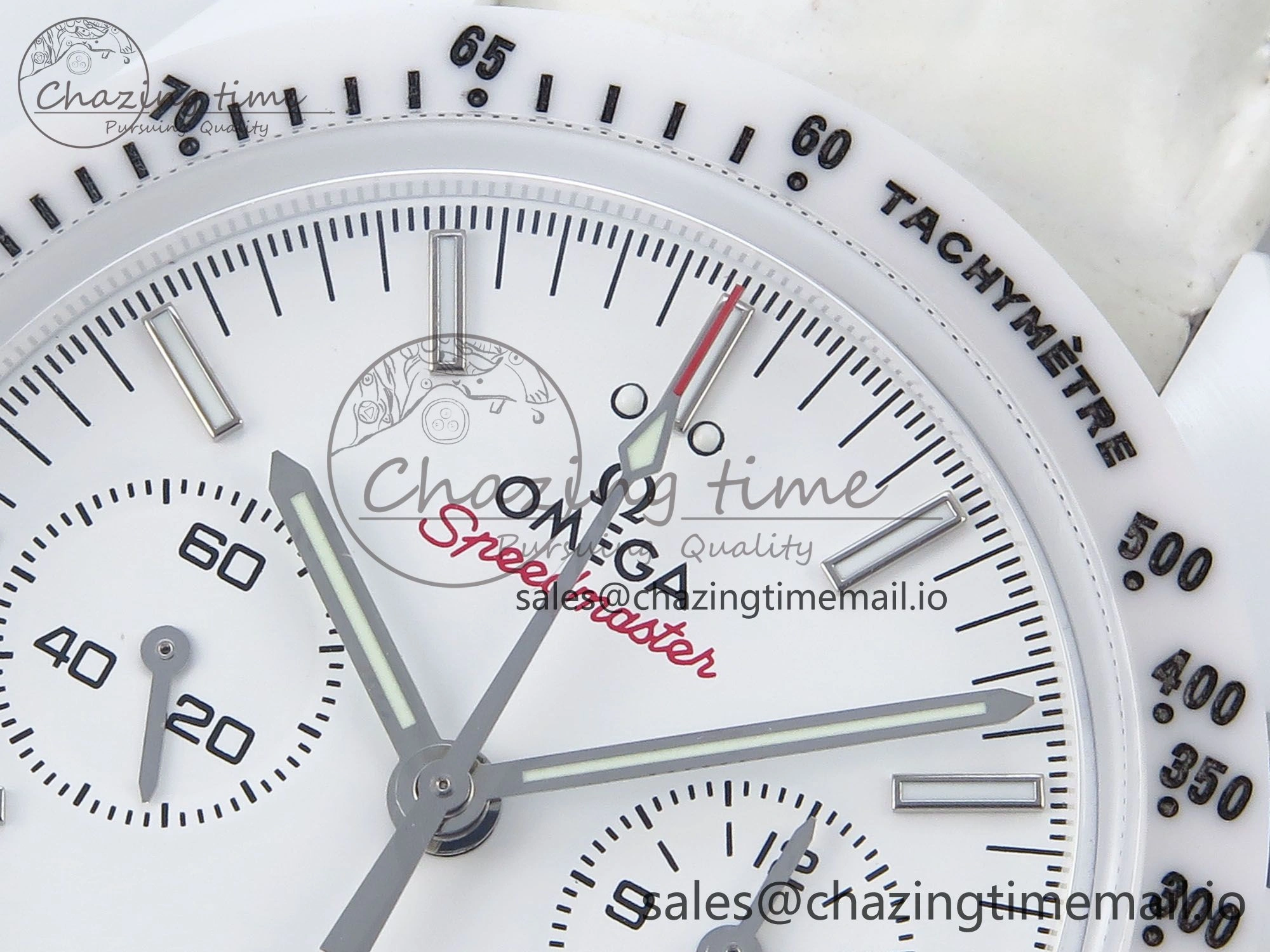 Speedmaster White Side Of The Moon N1F 1:1 Best Edition White Dial White Ceramic on White Leather Strap A9300