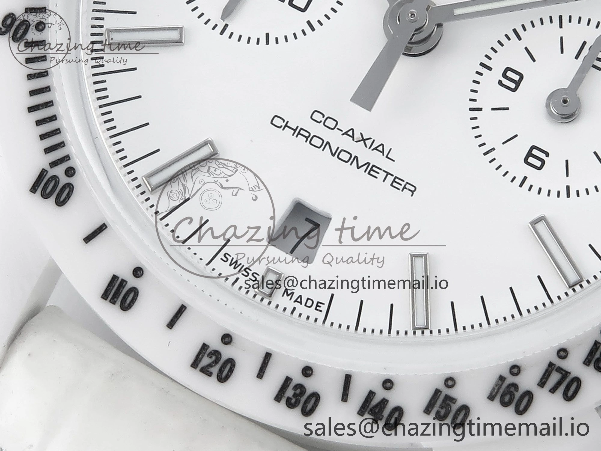 Speedmaster White Side Of The Moon N1F 1:1 Best Edition White Dial White Ceramic on White Leather Strap A9300