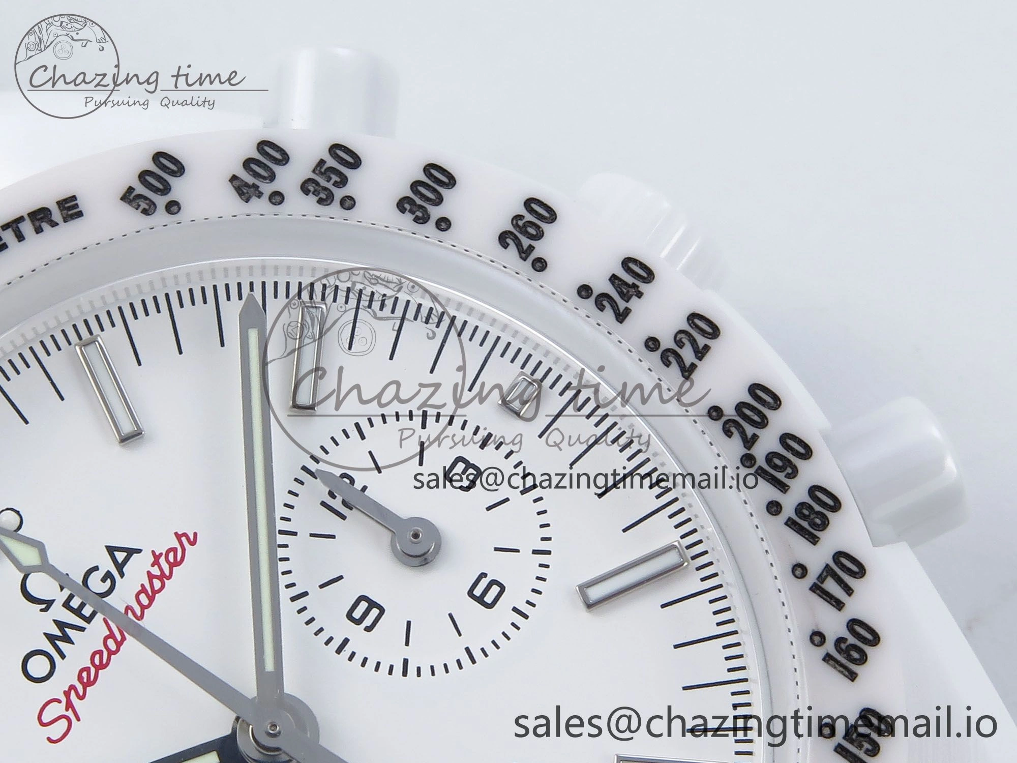 Speedmaster White Side Of The Moon N1F 1:1 Best Edition White Dial White Ceramic on White Leather Strap A9300