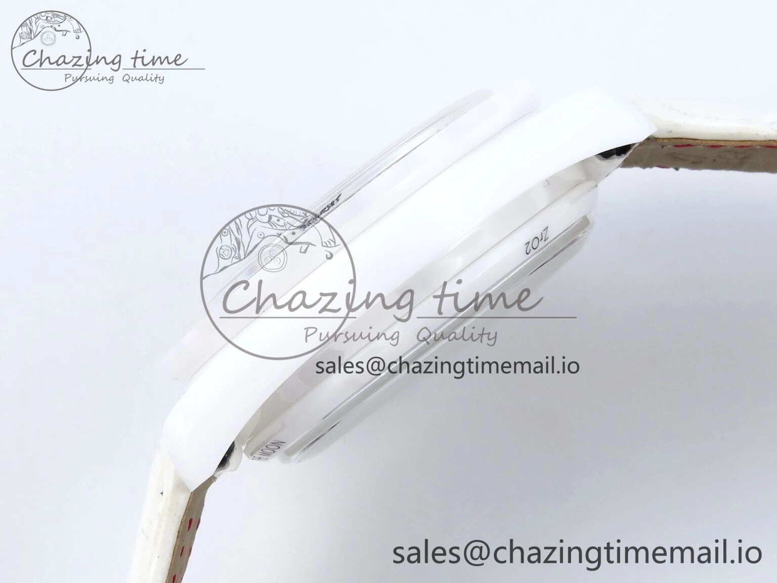 Speedmaster White Side Of The Moon N1F 1:1 Best Edition White Dial White Ceramic on White Leather Strap A9300