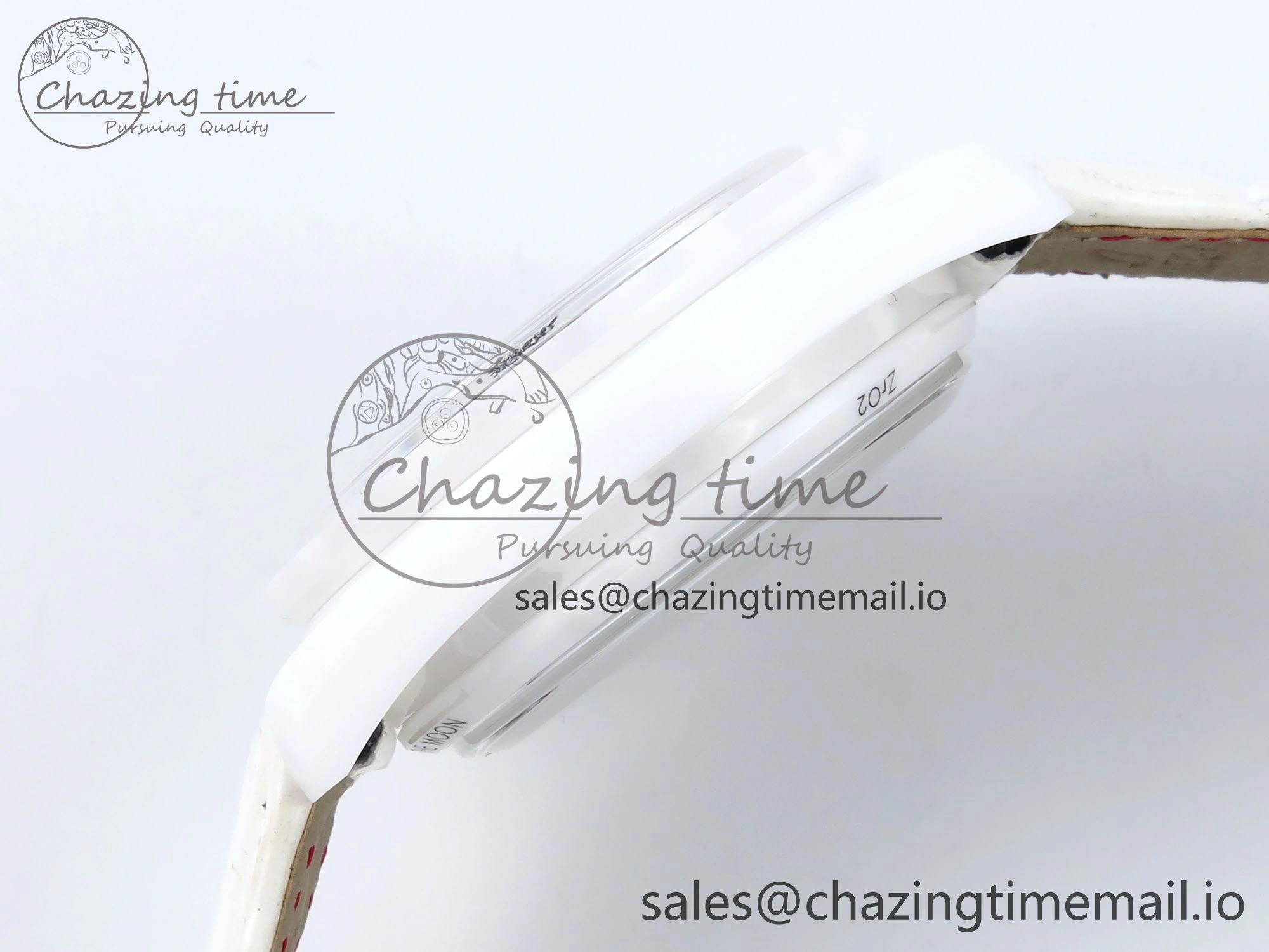 Speedmaster White Side Of The Moon N1F 1:1 Best Edition White Dial White Ceramic on White Leather Strap A9300