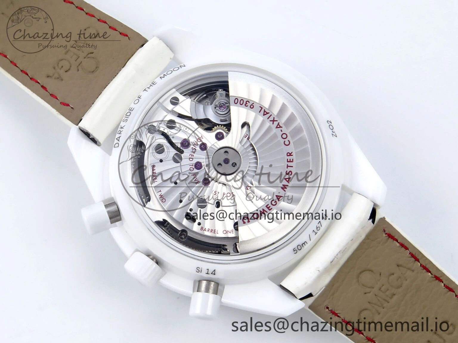 Speedmaster White Side Of The Moon N1F 1:1 Best Edition White Dial White Ceramic on White Leather Strap A9300