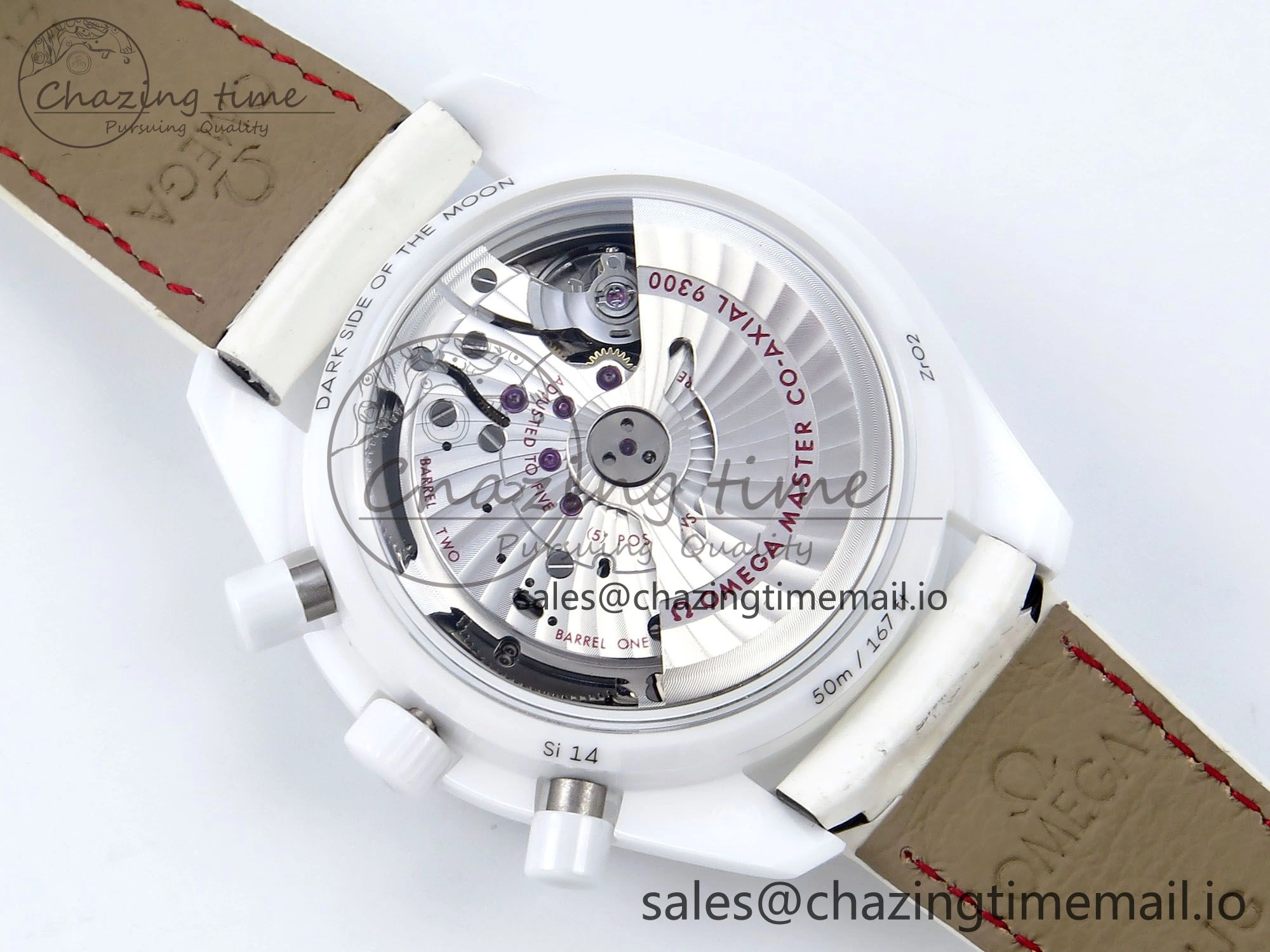 Speedmaster White Side Of The Moon N1F 1:1 Best Edition White Dial White Ceramic on White Leather Strap A9300