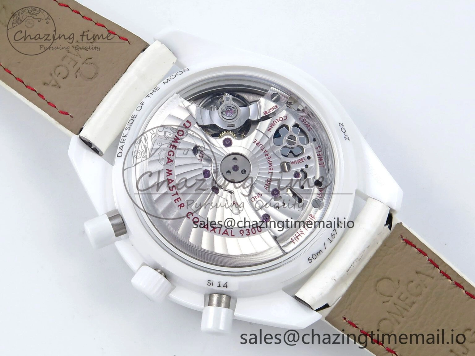 Speedmaster White Side Of The Moon N1F 1:1 Best Edition White Dial White Ceramic on White Leather Strap A9300