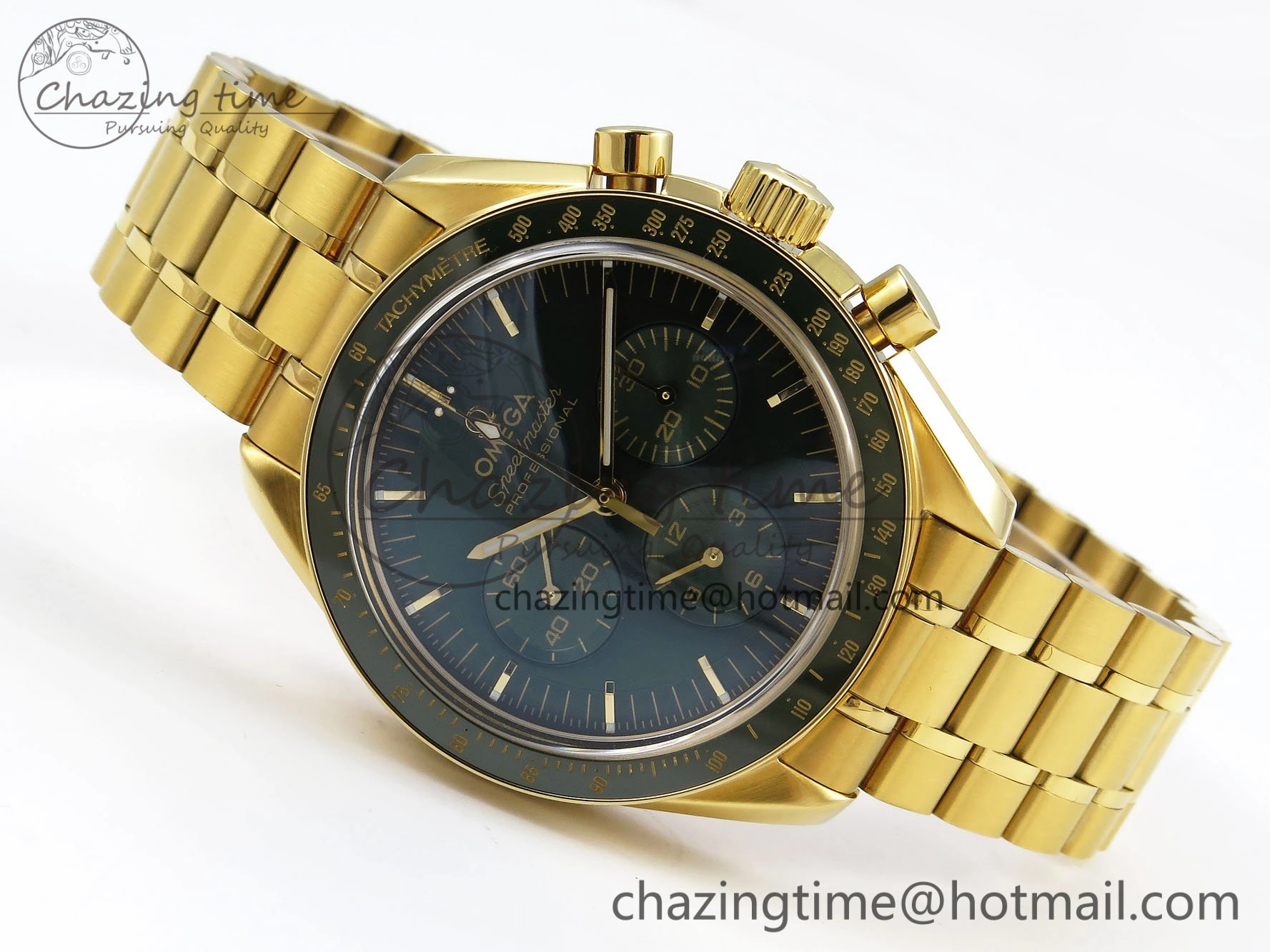 Speedmaster YG RMF Best Edition Green Dial on YG Bracelet Lemania HW