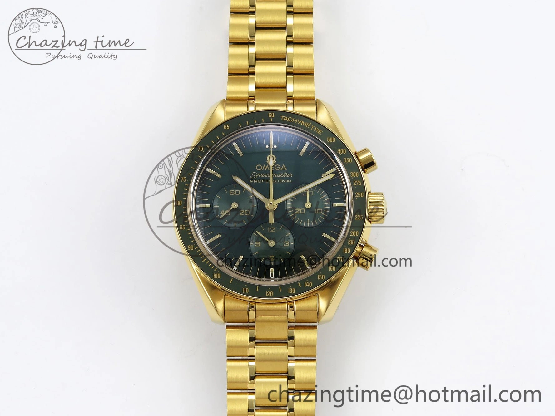 Speedmaster YG RMF Best Edition Green Dial on YG Bracelet Lemania HW