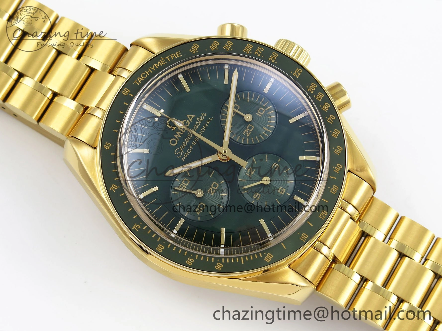 Speedmaster YG RMF Best Edition Green Dial on YG Bracelet Lemania HW