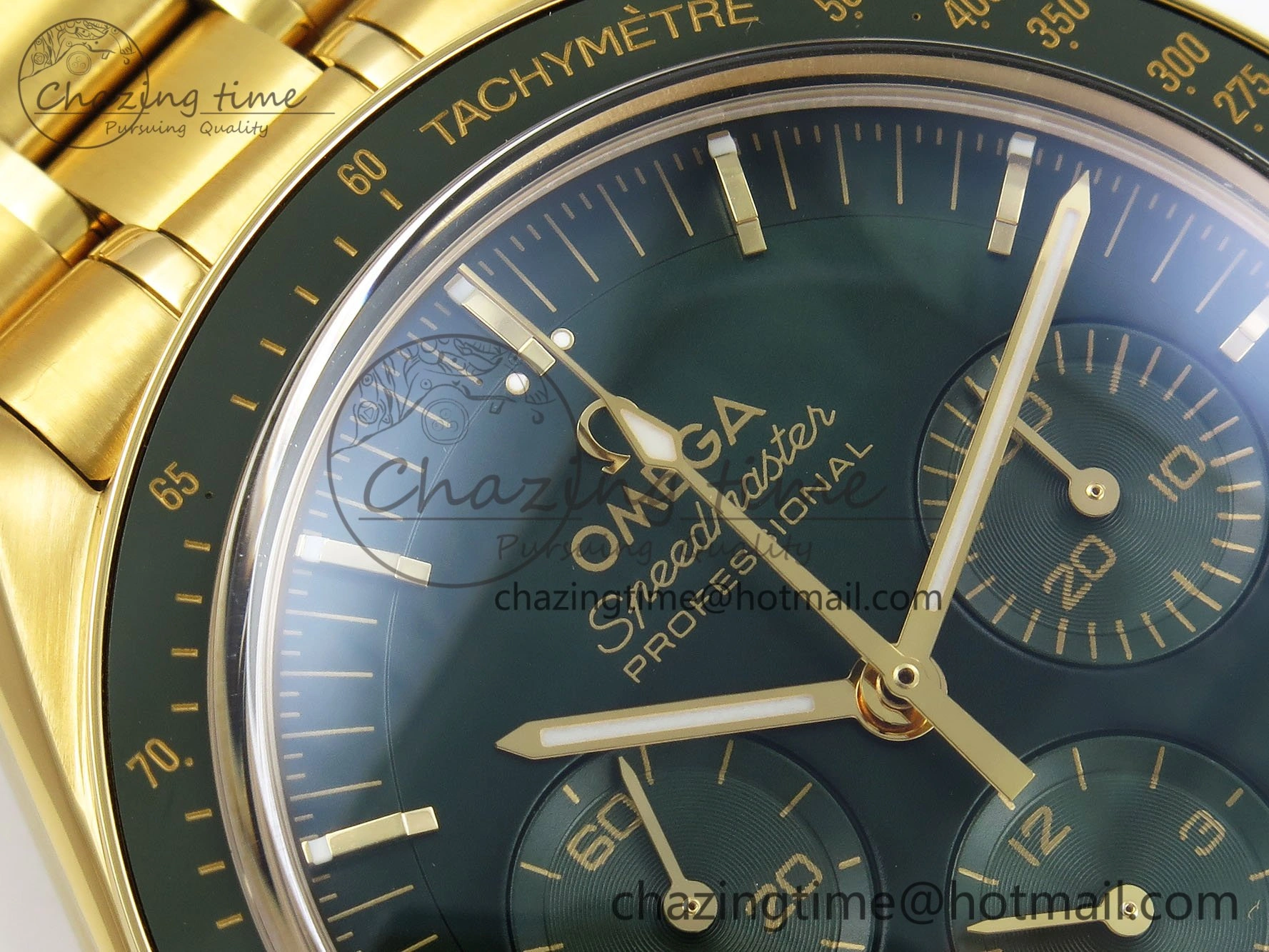 Speedmaster YG RMF Best Edition Green Dial on YG Bracelet Lemania HW