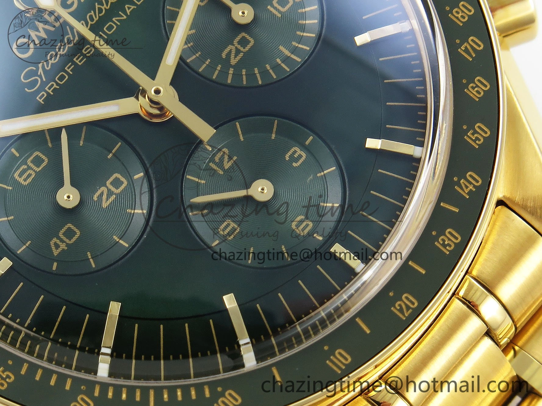 Speedmaster YG RMF Best Edition Green Dial on YG Bracelet Lemania HW