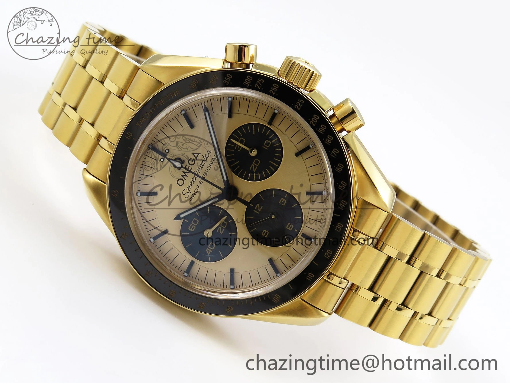 Speedmaster YG RMF Best Edition YG Black Dial on YG Bracelet Lemania HW
