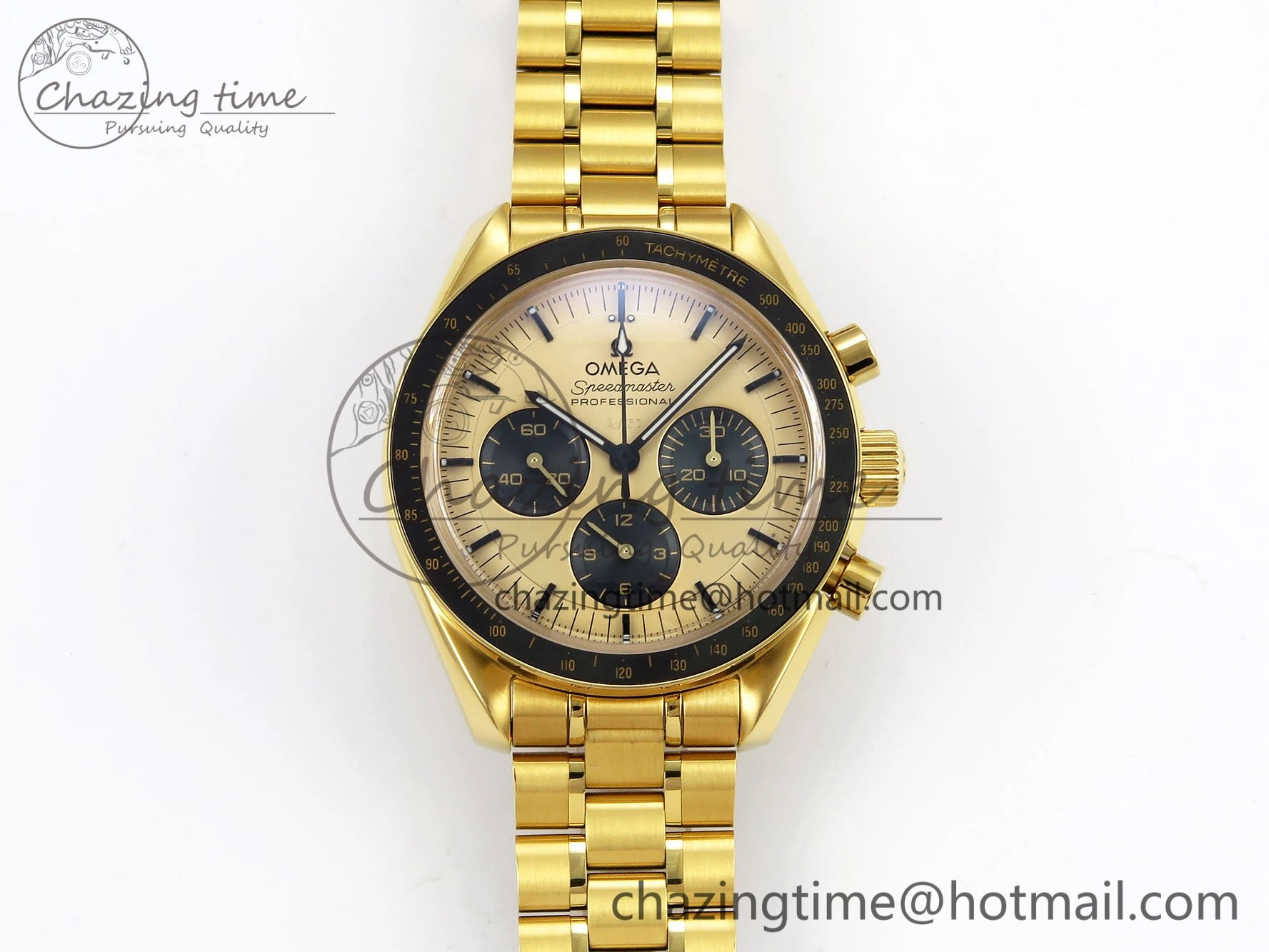 Speedmaster YG RMF Best Edition YG Black Dial on YG Bracelet Lemania HW