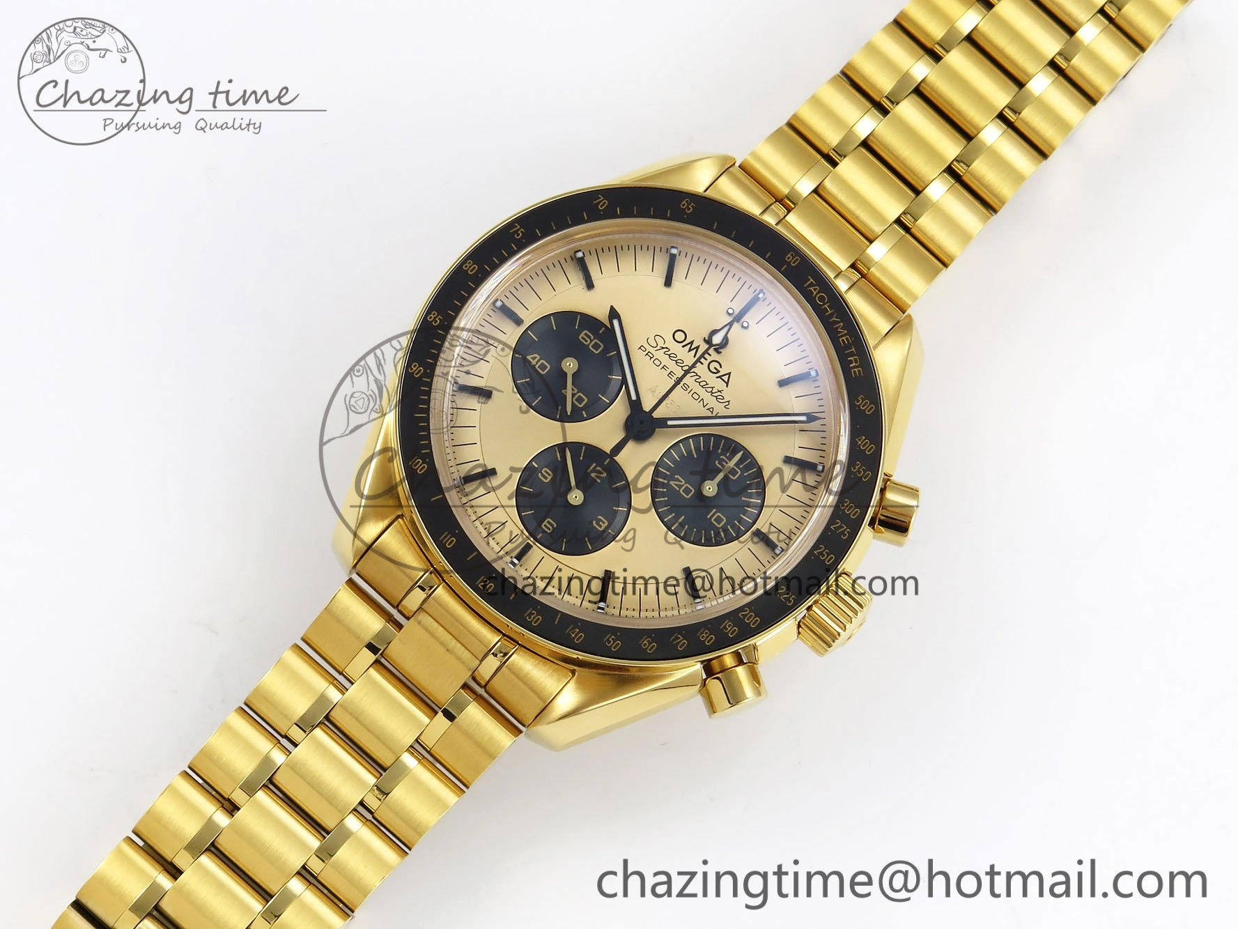 Speedmaster YG RMF Best Edition YG Black Dial on YG Bracelet Lemania HW