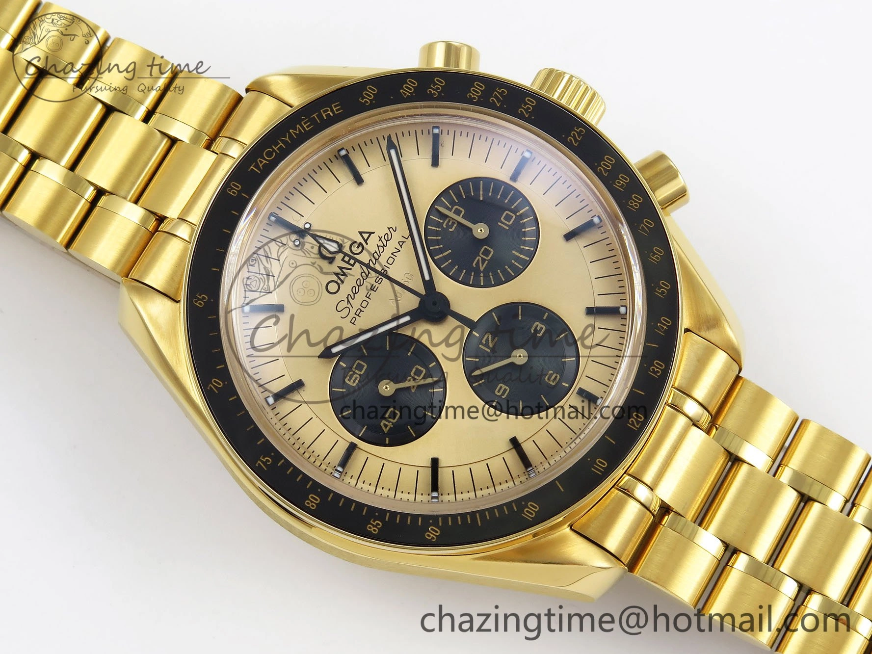 Speedmaster YG RMF Best Edition YG Black Dial on YG Bracelet Lemania HW