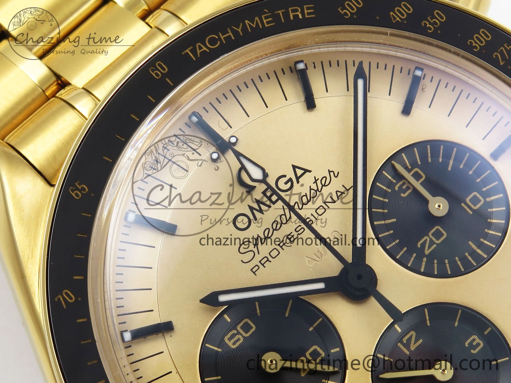 Speedmaster YG RMF Best Edition YG Black Dial on YG Bracelet Lemania HW
