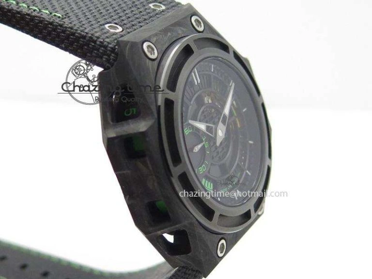 Spidolite II Tech Green Forged Carbon V6F Best Edition On Black Nylon Strap A7750